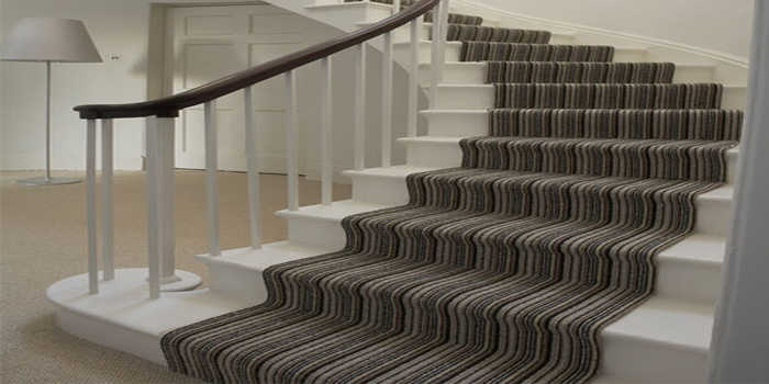 Carpeted staircase in a modern house in aberdeenshire Carpeted staircase in a modern house in aberdeenshire image